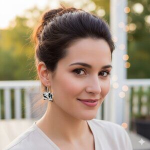 Tigerlily Black and White Cow Earrings